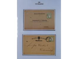 1872/74, Sammlung mit fast 90 Einzel- und Mehrfachfrankaturen der Wertstufen ⅓ Gr., 1 Gr., 2 Gr., 1 Kr. und 3 Kr. mit praktis