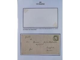 1872/74, Sammlung mit fast 90 Einzel- und Mehrfachfrankaturen der Wertstufen ⅓ Gr., 1 Gr., 2 Gr., 1 Kr. und 3 Kr. mit praktis