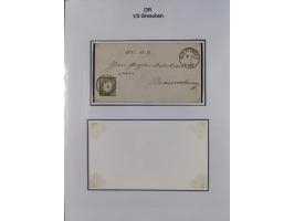 1872/74, Sammlung mit fast 90 Einzel- und Mehrfachfrankaturen der Wertstufen ⅓ Gr., 1 Gr., 2 Gr., 1 Kr. und 3 Kr. mit praktis
