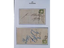 1872/74, Sammlung mit fast 90 Einzel- und Mehrfachfrankaturen der Wertstufen ⅓ Gr., 1 Gr., 2 Gr., 1 Kr. und 3 Kr. mit praktis
