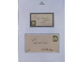 1872/74, Sammlung mit fast 90 Einzel- und Mehrfachfrankaturen der Wertstufen ⅓ Gr., 1 Gr., 2 Gr., 1 Kr. und 3 Kr. mit praktis