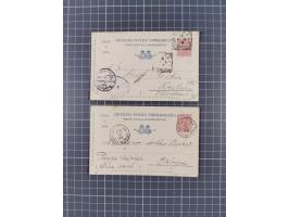 1892/96, 6 used cards, including five to Germany, of those two bearing a label stating that the presence of an illustration o