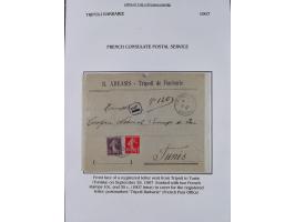 1851/1912, delightful exhibit collection with 37 covers and cards, covering the Ottoman, Italian and French Offices in Tripol