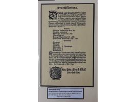 1638/1868, Ausstellungssammlung 'Vom Geleitsweg zur Poststraße', zu historischen Poststraßen in Sachsen, aufgezogen auf 7 gro