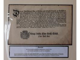 1638/1868, Ausstellungssammlung 'Vom Geleitsweg zur Poststraße', zu historischen Poststraßen in Sachsen, aufgezogen auf 7 gro