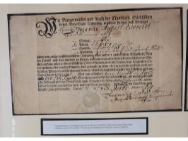 1638/1868, Ausstellungssammlung 'Vom Geleitsweg zur Poststraße', zu historischen Poststraßen in Sachsen, aufgezogen auf 7 gro