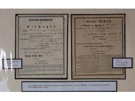 1638/1868, Ausstellungssammlung 'Vom Geleitsweg zur Poststraße', zu historischen Poststraßen in Sachsen, aufgezogen auf 7 gro