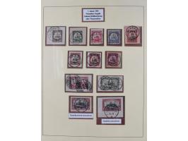 1893/1908, gestempelte Sammlung auf Briefstücken mit kpl. Ausgaben und Farben, in den Hauptnummern über weite Strecken kpl. m
