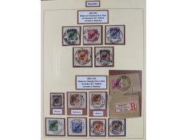 1898/1909, Sammlung ab Vorläufer-Ausgaben auf Briefstücken mit besseren und kpl. Ausgaben. Dabei u.a. Mi.-Nr. 2 mit Stempel “