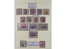 1897/13, Sammlung Togo auf Briefstücken mit Mi.-Nr. 1-6 inkl. Mi.-Nr. 1b+1c, R-Satzbrief mit Mi.-Nr. 1-6, Mi.-Nr. 7-19 und 21