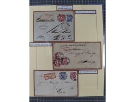 1875/83, kleine Sammlung “R-Zettel” mit 26 R-Briefen inkl. Bayern und Württemberg. Dabei u.a. R-Brief mit Mi.-Nr. 20+29 und f