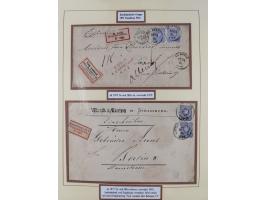 1875/83, kleine Sammlung “R-Zettel” mit 26 R-Briefen inkl. Bayern und Württemberg. Dabei u.a. R-Brief mit Mi.-Nr. 20+29 und f