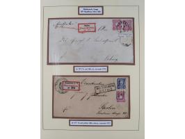 1875/83, kleine Sammlung “R-Zettel” mit 26 R-Briefen inkl. Bayern und Württemberg. Dabei u.a. R-Brief mit Mi.-Nr. 20+29 und f