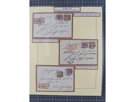 1875/83, kleine Sammlung “R-Zettel” mit 26 R-Briefen inkl. Bayern und Württemberg. Dabei u.a. R-Brief mit Mi.-Nr. 20+29 und f