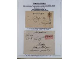 1883/1915, umfangreiche aufgezogene Sammlung “Bahnpost” mit über 145 Briefen und Karten, viele interessante Verwendungen, seh
