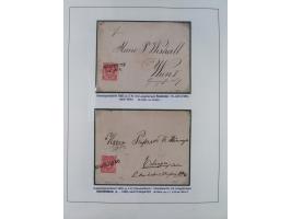 1883/90 (ca.), große aufgezogene Sammlung “Stempeltypen auf den Ausgaben 1883/90” mit über 320 Briefen und Karten, viele lose