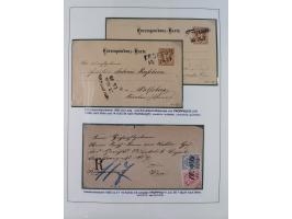 1883/90 (ca.), große aufgezogene Sammlung “Stempeltypen auf den Ausgaben 1883/90” mit über 320 Briefen und Karten, viele lose