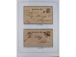 1883/90 (ca.), große aufgezogene Sammlung “Stempeltypen auf den Ausgaben 1883/90” mit über 320 Briefen und Karten, viele lose