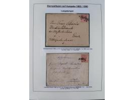 1883/90 (ca.), große aufgezogene Sammlung “Stempeltypen auf den Ausgaben 1883/90” mit über 320 Briefen und Karten, viele lose