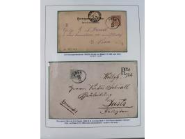 1883/90 (ca.), große aufgezogene Sammlung “Stempeltypen auf den Ausgaben 1883/90” mit über 320 Briefen und Karten, viele lose
