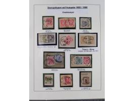 1883/90 (ca.), große aufgezogene Sammlung “Stempeltypen auf den Ausgaben 1883/90” mit über 320 Briefen und Karten, viele lose