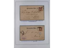 1883/90 (ca.), große aufgezogene Sammlung “Stempeltypen auf den Ausgaben 1883/90” mit über 320 Briefen und Karten, viele lose