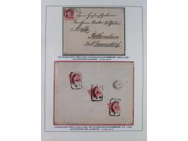 1883/90 (ca.), große aufgezogene Sammlung “Stempeltypen auf den Ausgaben 1883/90” mit über 320 Briefen und Karten, viele lose