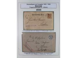 1883/90 (ca.), große aufgezogene Sammlung “Stempeltypen auf den Ausgaben 1883/90” mit über 320 Briefen und Karten, viele lose