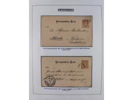 1883/90 (ca.), große aufgezogene Sammlung “Stempeltypen auf den Ausgaben 1883/90” mit über 320 Briefen und Karten, viele lose