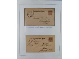 1883/90 (ca.), große aufgezogene Sammlung “Stempeltypen auf den Ausgaben 1883/90” mit über 320 Briefen und Karten, viele lose