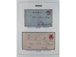 1883/90 (ca.), große aufgezogene Sammlung “Stempeltypen auf den Ausgaben 1883/90” mit über 320 Briefen und Karten, viele lose