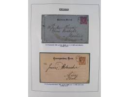 1883/90 (ca.), große aufgezogene Sammlung “Stempeltypen auf den Ausgaben 1883/90” mit über 320 Briefen und Karten, viele lose
