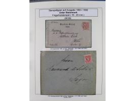 1883/90 (ca.), große aufgezogene Sammlung “Stempeltypen auf den Ausgaben 1883/90” mit über 320 Briefen und Karten, viele lose