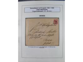 1883/90 (ca.), große aufgezogene Sammlung “Stempeltypen auf den Ausgaben 1883/90” mit über 320 Briefen und Karten, viele lose