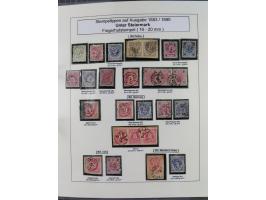1883/90 (ca.), große aufgezogene Sammlung “Stempeltypen auf den Ausgaben 1883/90” mit über 320 Briefen und Karten, viele lose