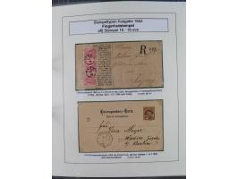 1883/90 (ca.), große aufgezogene Sammlung “Stempeltypen auf den Ausgaben 1883/90” mit über 320 Briefen und Karten, viele lose