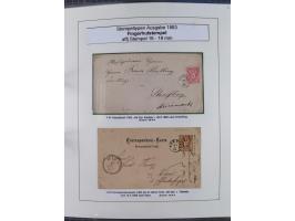 1883/90 (ca.), große aufgezogene Sammlung “Stempeltypen auf den Ausgaben 1883/90” mit über 320 Briefen und Karten, viele lose