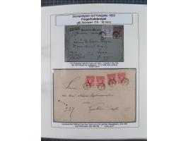 1883/90 (ca.), große aufgezogene Sammlung “Stempeltypen auf den Ausgaben 1883/90” mit über 320 Briefen und Karten, viele lose