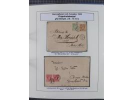 1883/90 (ca.), große aufgezogene Sammlung “Stempeltypen auf den Ausgaben 1883/90” mit über 320 Briefen und Karten, viele lose