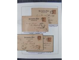 1883/90 (ca.), große aufgezogene Sammlung “Stempeltypen auf den Ausgaben 1883/90” mit über 320 Briefen und Karten, viele lose