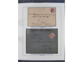 1883/90 (ca.), große aufgezogene Sammlung “Stempeltypen auf den Ausgaben 1883/90” mit über 320 Briefen und Karten, viele lose