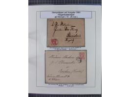 1883/90 (ca.), große aufgezogene Sammlung “Stempeltypen auf den Ausgaben 1883/90” mit über 320 Briefen und Karten, viele lose