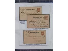 1883/90 (ca.), große aufgezogene Sammlung “Stempeltypen auf den Ausgaben 1883/90” mit über 320 Briefen und Karten, viele lose