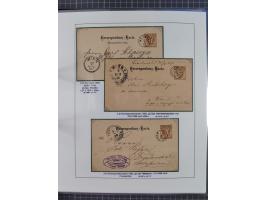 1883/90 (ca.), große aufgezogene Sammlung “Stempeltypen auf den Ausgaben 1883/90” mit über 320 Briefen und Karten, viele lose