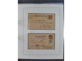 1883/90 (ca.), große aufgezogene Sammlung “Stempeltypen auf den Ausgaben 1883/90” mit über 320 Briefen und Karten, viele lose