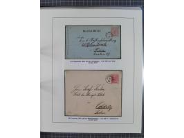 1883/90 (ca.), große aufgezogene Sammlung “Stempeltypen auf den Ausgaben 1883/90” mit über 320 Briefen und Karten, viele lose