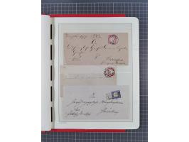 1865/1922, kleine Stempel-Sammlung auf losen Marken, Briefstücken und ca. 20 Briefen, Karten und GSK. Dabei u.a. Hufeisenstem