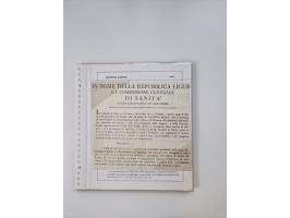 LIGURIA: 1700/1888, Ausstellungssammlung mit 74 Briefen und Dokumenten, angefangen ab Zirkularen, dabei u.a. Bogen zur Erfass