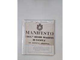 LIGURIA: 1700/1888, Ausstellungssammlung mit 74 Briefen und Dokumenten, angefangen ab Zirkularen, dabei u.a. Bogen zur Erfass