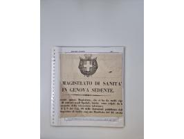LIGURIA: 1700/1888, Ausstellungssammlung mit 74 Briefen und Dokumenten, angefangen ab Zirkularen, dabei u.a. Bogen zur Erfass